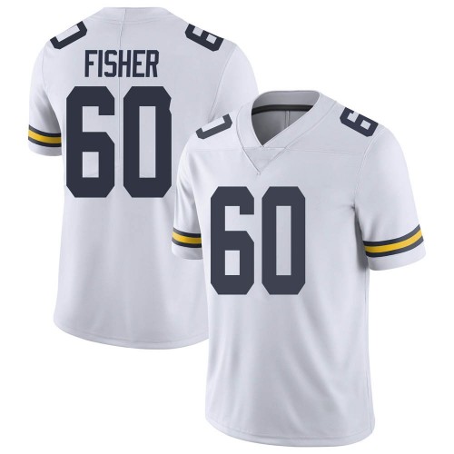 Luke Fisher Michigan Wolverines Men's NCAA #60 White Limited Brand Jordan College Stitched Football Jersey QVX6154BU